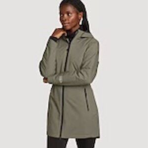 Eddie Bauer Women's Stretch Insulated Waterproof Trench Coat -Taupe- Sz XL